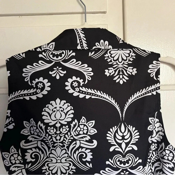 Ann Taylor Black White‎ Damask Print Wrap Sleeveless Dress Size 2 - Picture 6 of 9